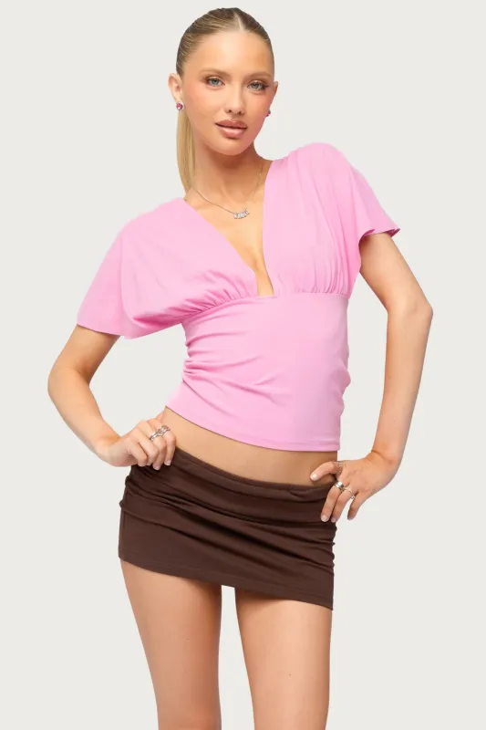 Flutter Plunging V Neck Top made by Edikted