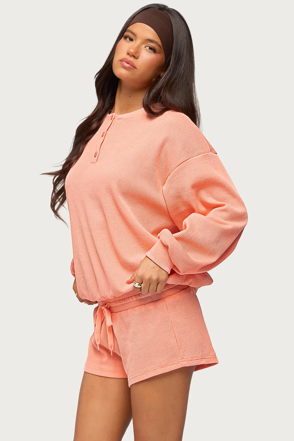 Baila Waffle Henley Top sold by Edikted product image thumbnail 3