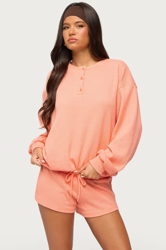 Baila Waffle Henley Top made by Edikted