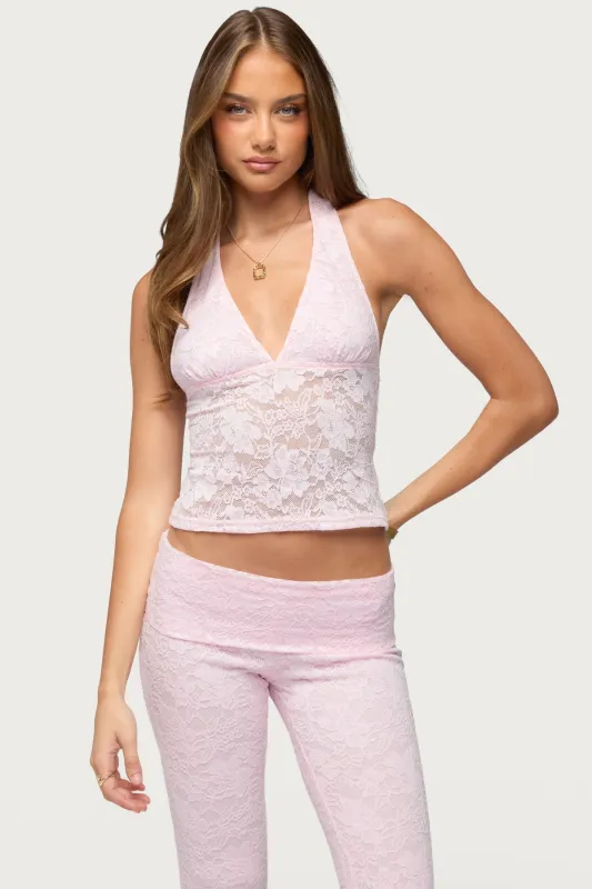 Talisa Lace Halter Top made by Edikted