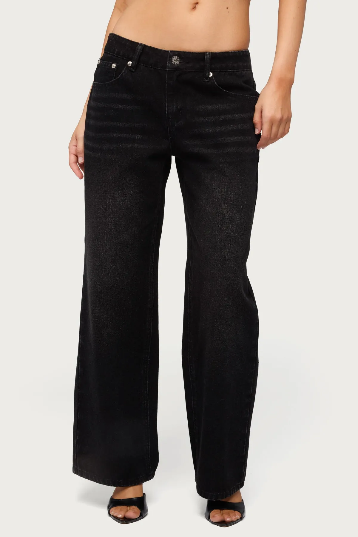 Petite Raelynn Washed Low Rise Baggy Jeans sold by Edikted product image thumbnail 2