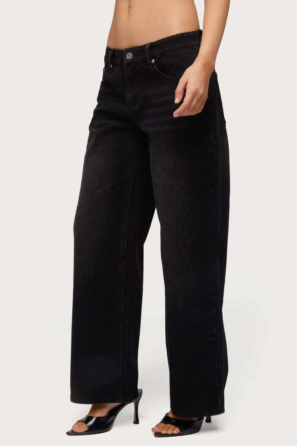 Petite Raelynn Washed Low Rise Baggy Jeans sold by Edikted product image thumbnail 4