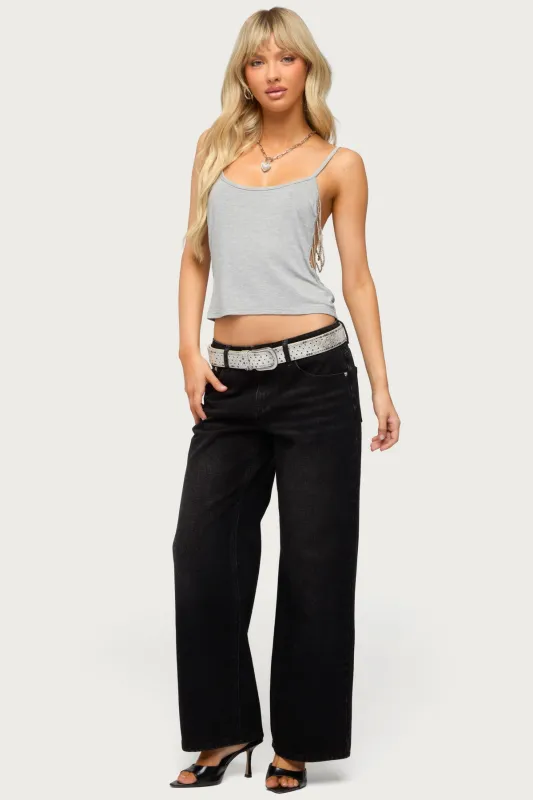 Petite Raelynn Washed Low Rise Baggy Jeans made by Edikted