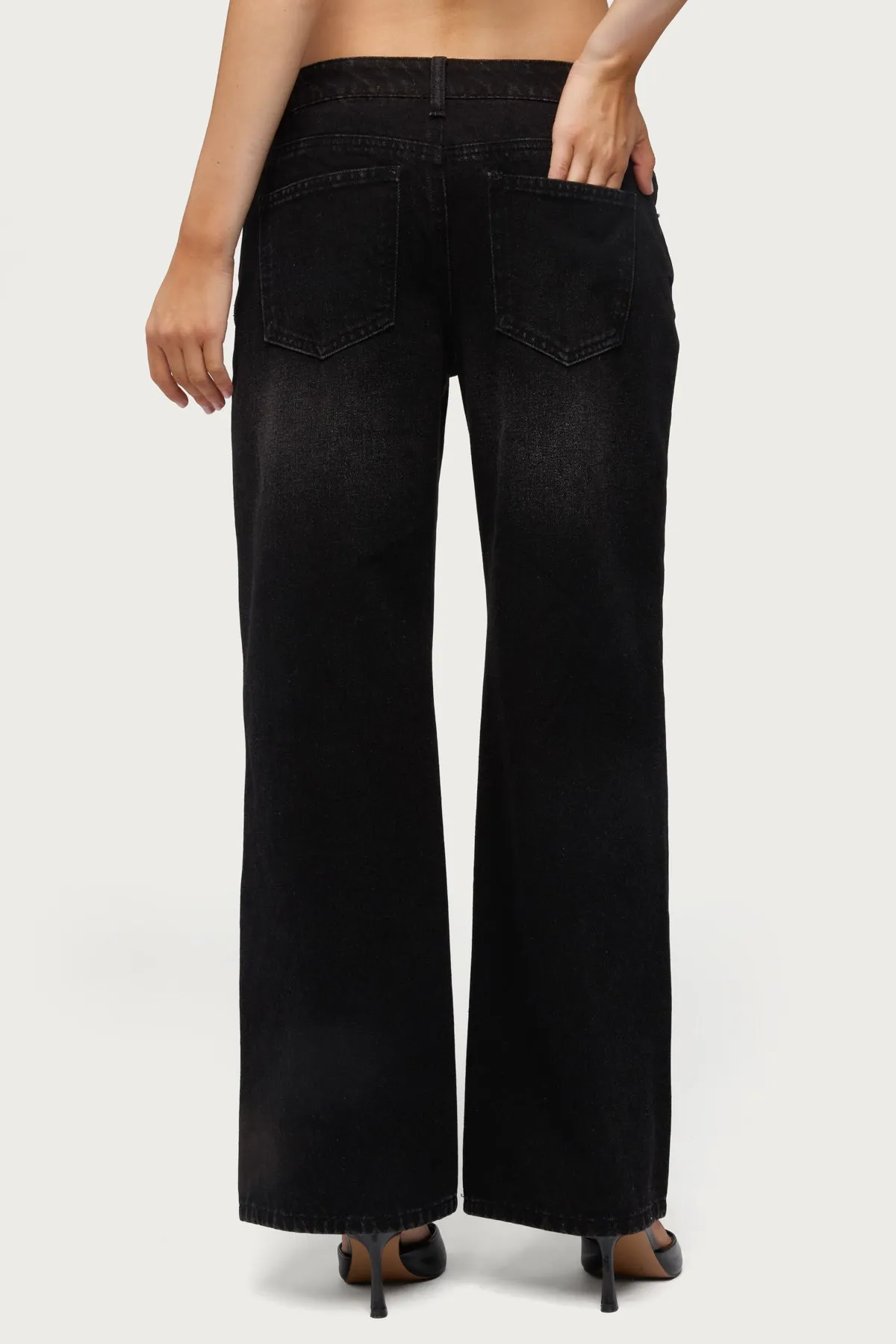 Petite Raelynn Washed Low Rise Baggy Jeans sold by Edikted product image thumbnail 3