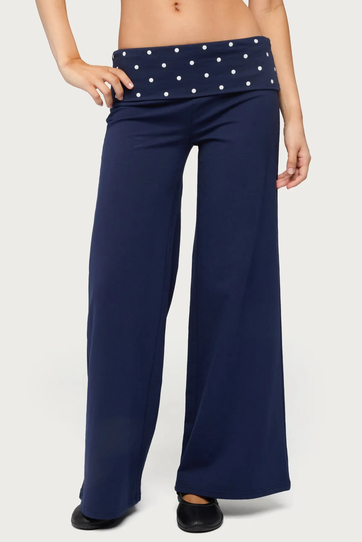 Petite Reeva Polka Dot Foldover Pants sold by Edikted product image thumbnail 2