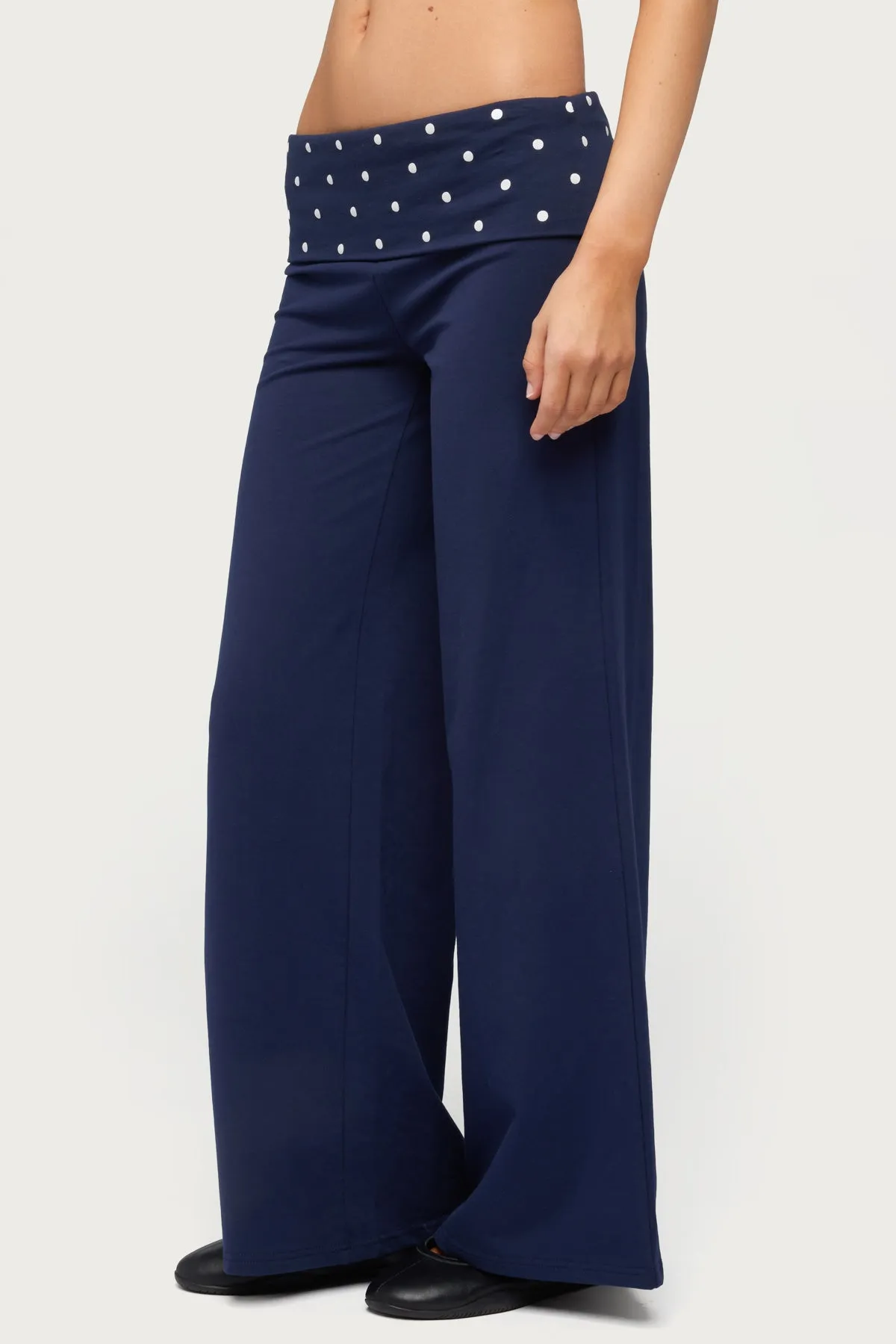 Petite Reeva Polka Dot Foldover Pants sold by Edikted product image thumbnail 4