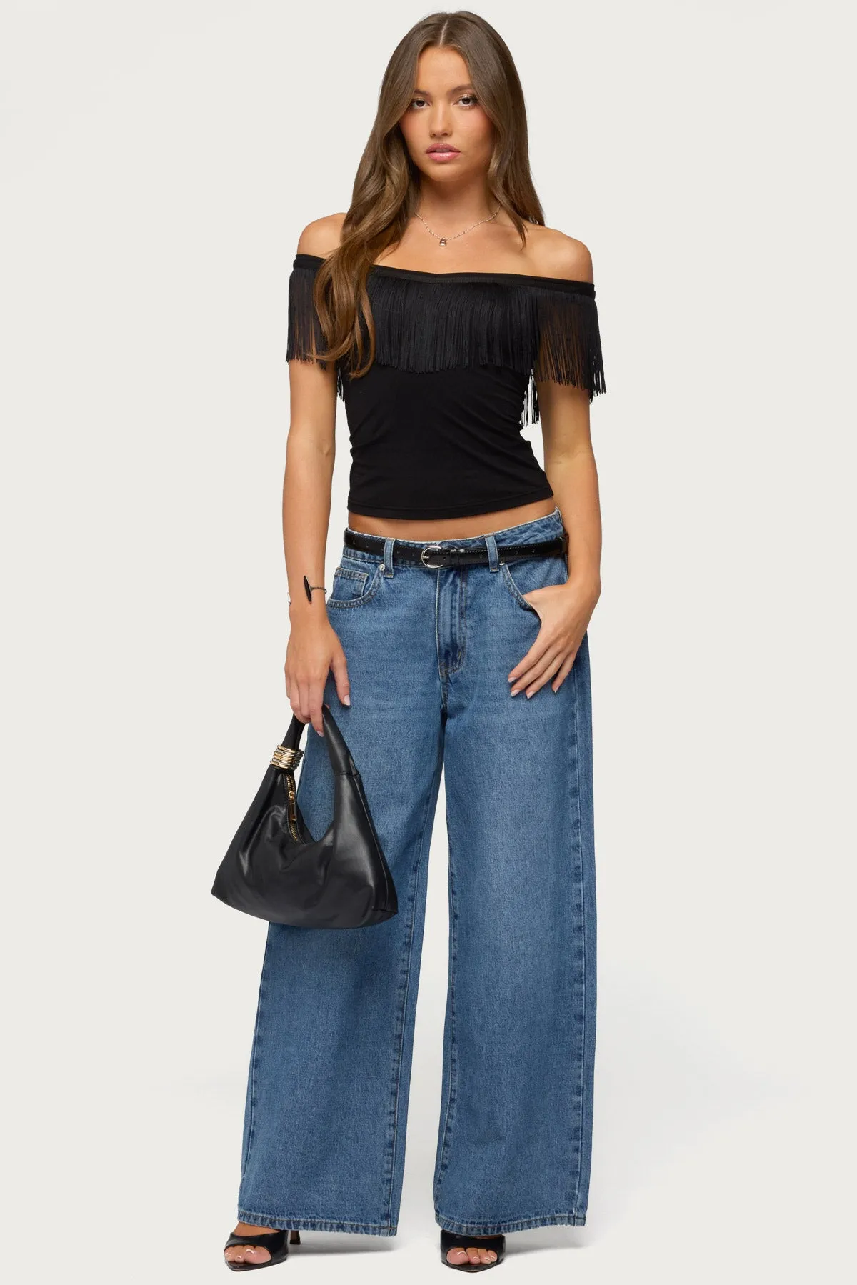 Catelina Fringe Off Shoulder Top sold by Edikted product image thumbnail 2
