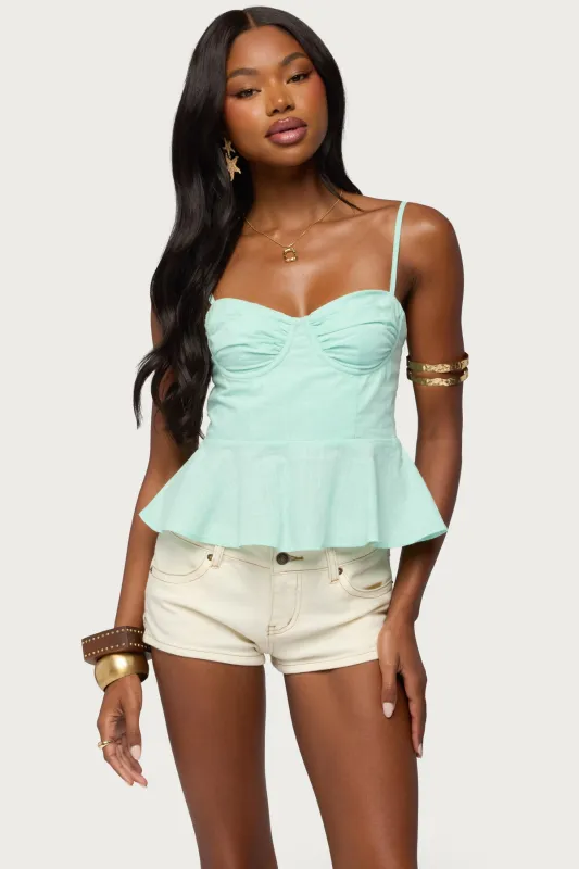 Peplum Linen Look Tank Top made by Edikted