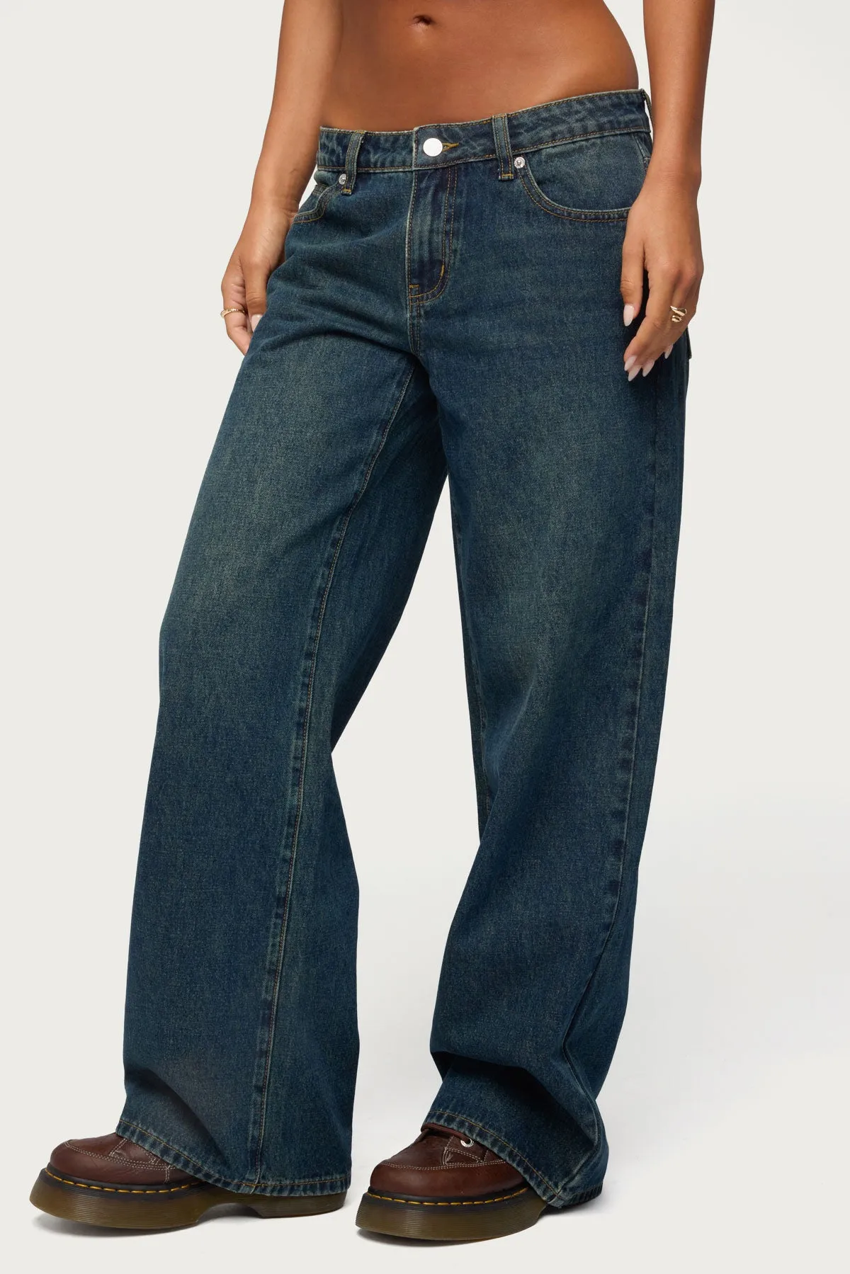 Raelynn Washed Low Rise Baggy Jeans sold by Edikted product image thumbnail 4