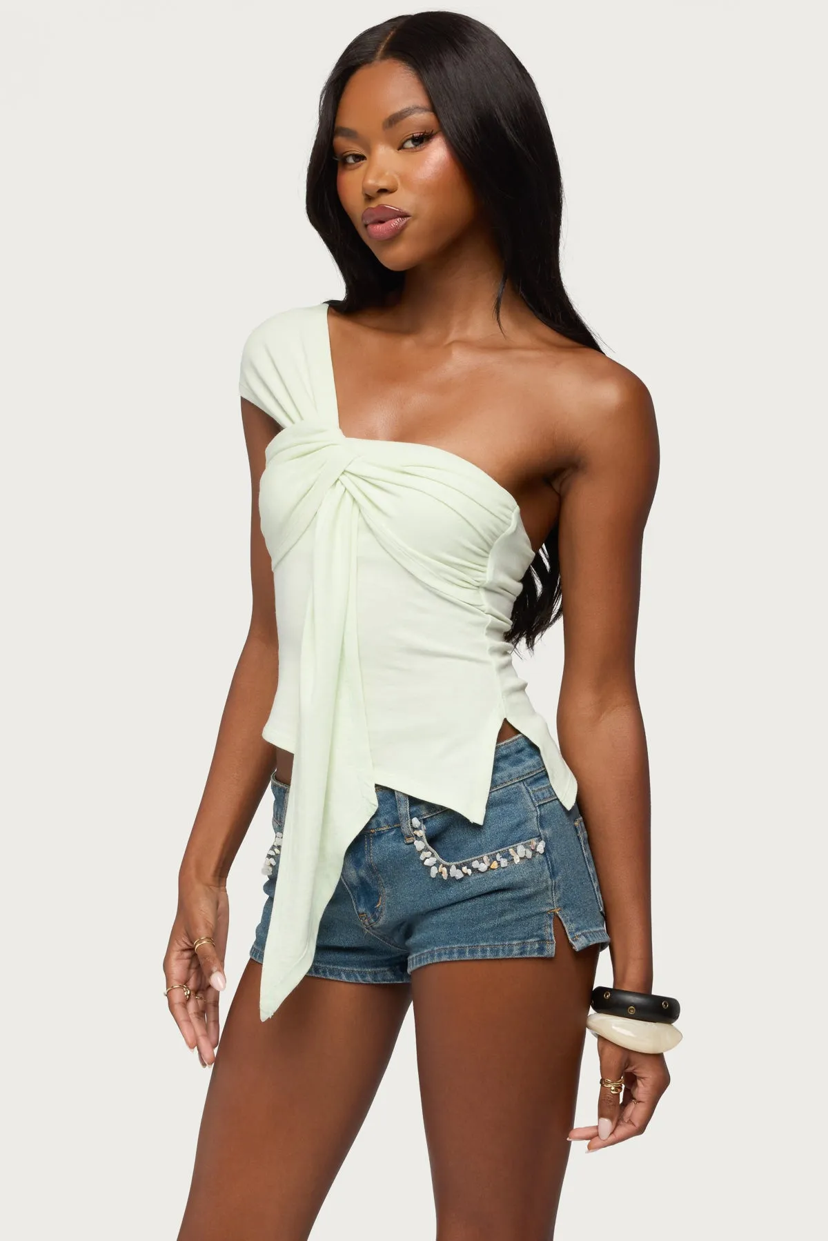 Zoie Draped Tie One Shoulder Top sold by Edikted product image thumbnail 3