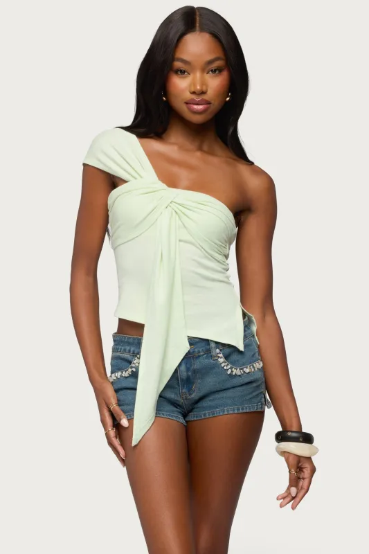 Zoie Draped Tie One Shoulder Top made by Edikted