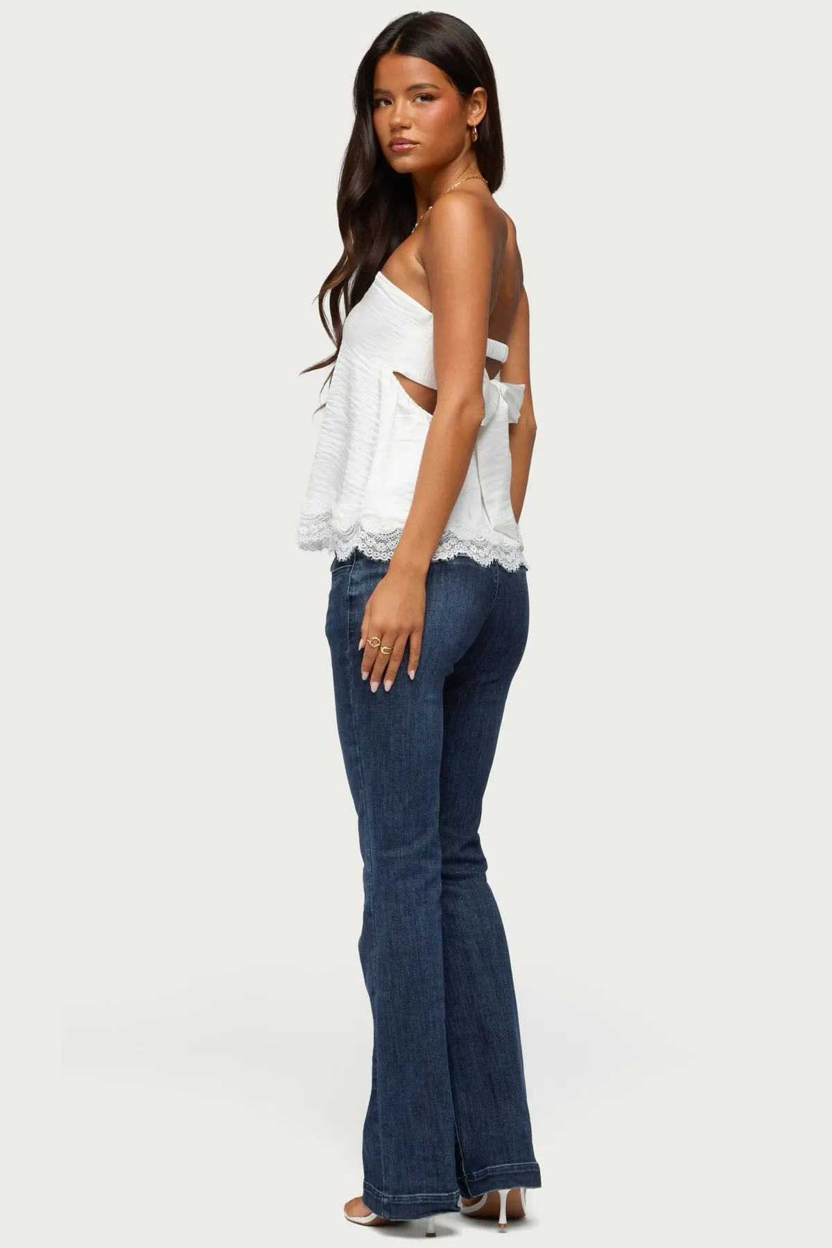 Netta Lacey Strapless Satin Effect Top sold by Edikted product image thumbnail 5