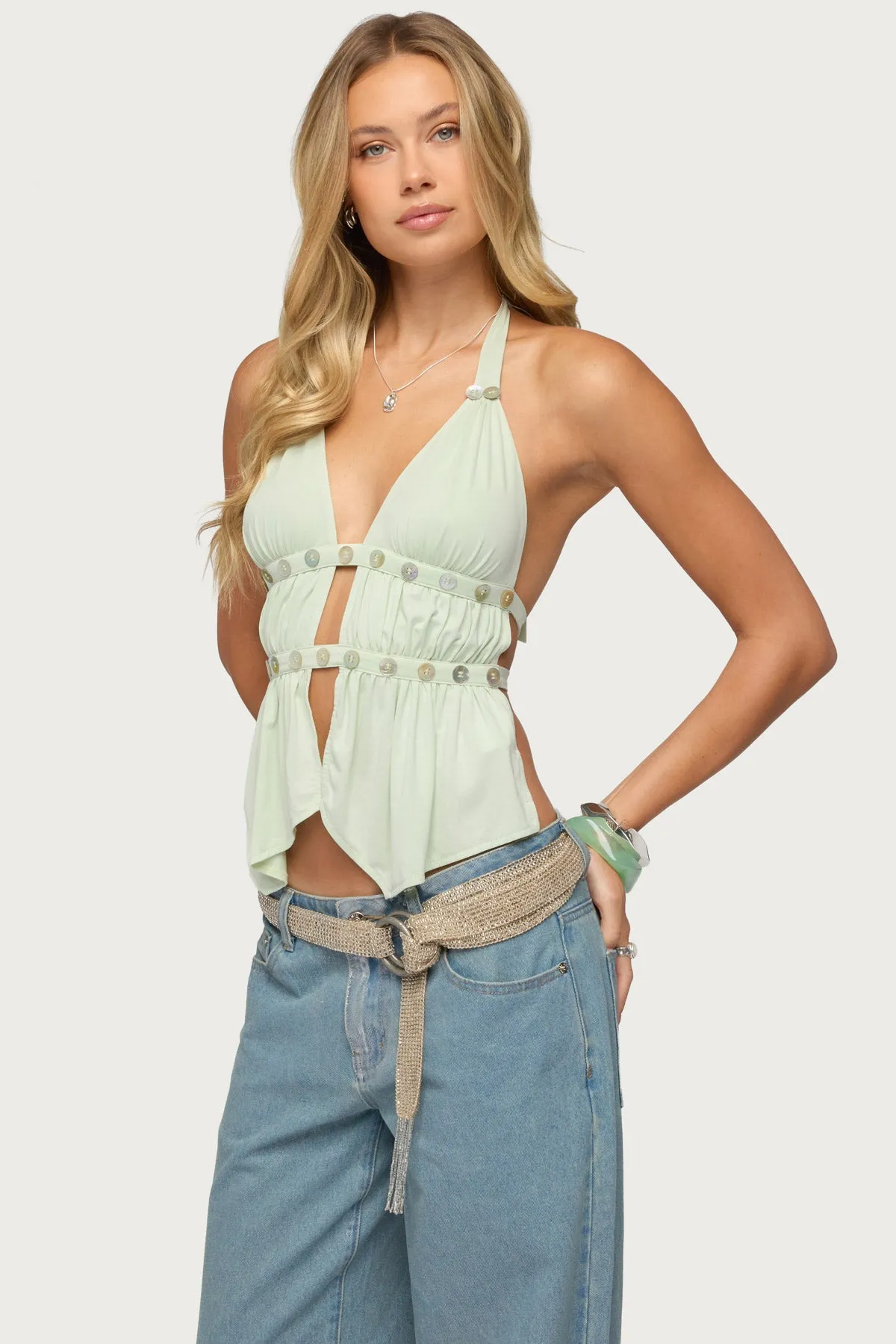 Izora Button Split Front Top sold by Edikted product image thumbnail 3