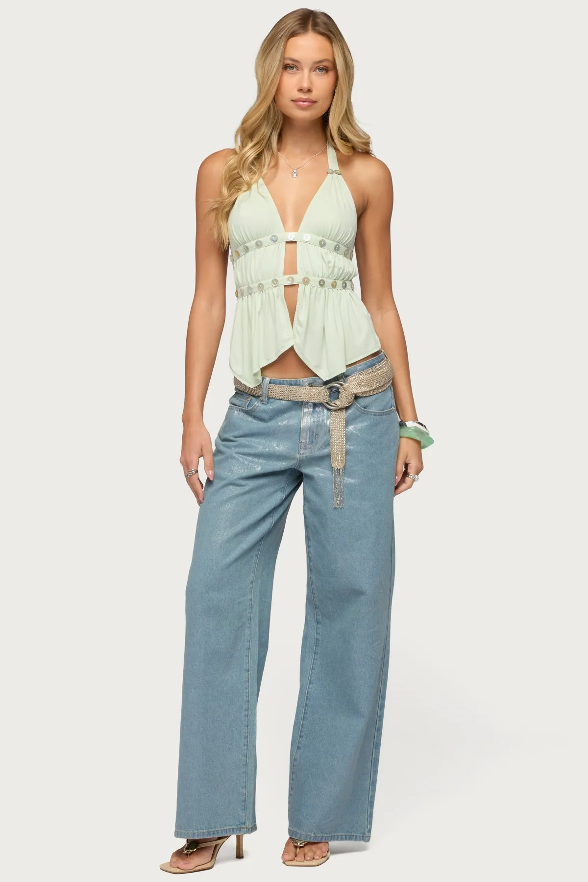 Izora Button Split Front Top sold by Edikted product image thumbnail 2