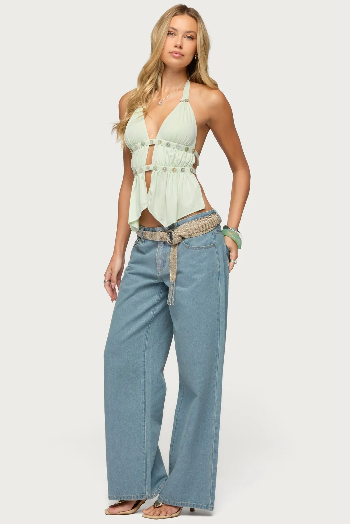 Izora Button Split Front Top sold by Edikted product image thumbnail 4