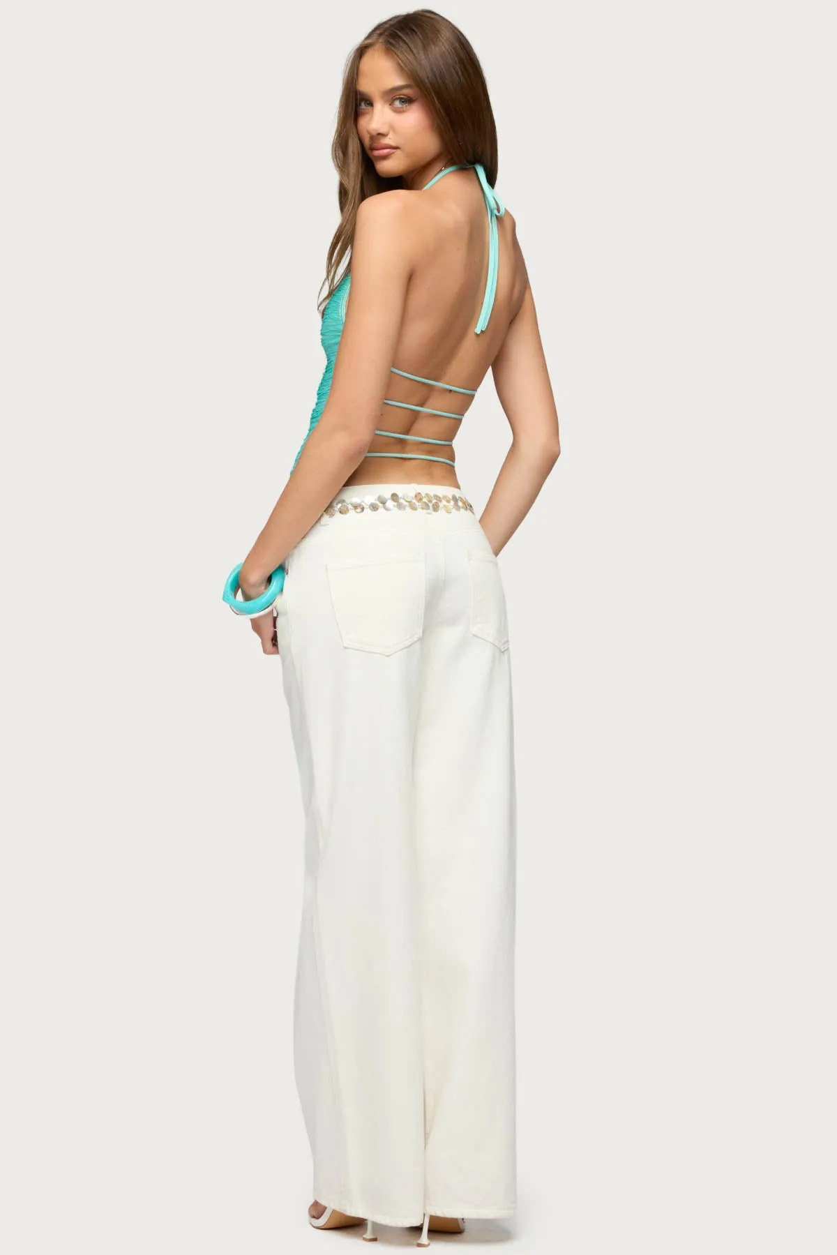 Bree Fringed Backless Halter Top sold by Edikted product image thumbnail 2