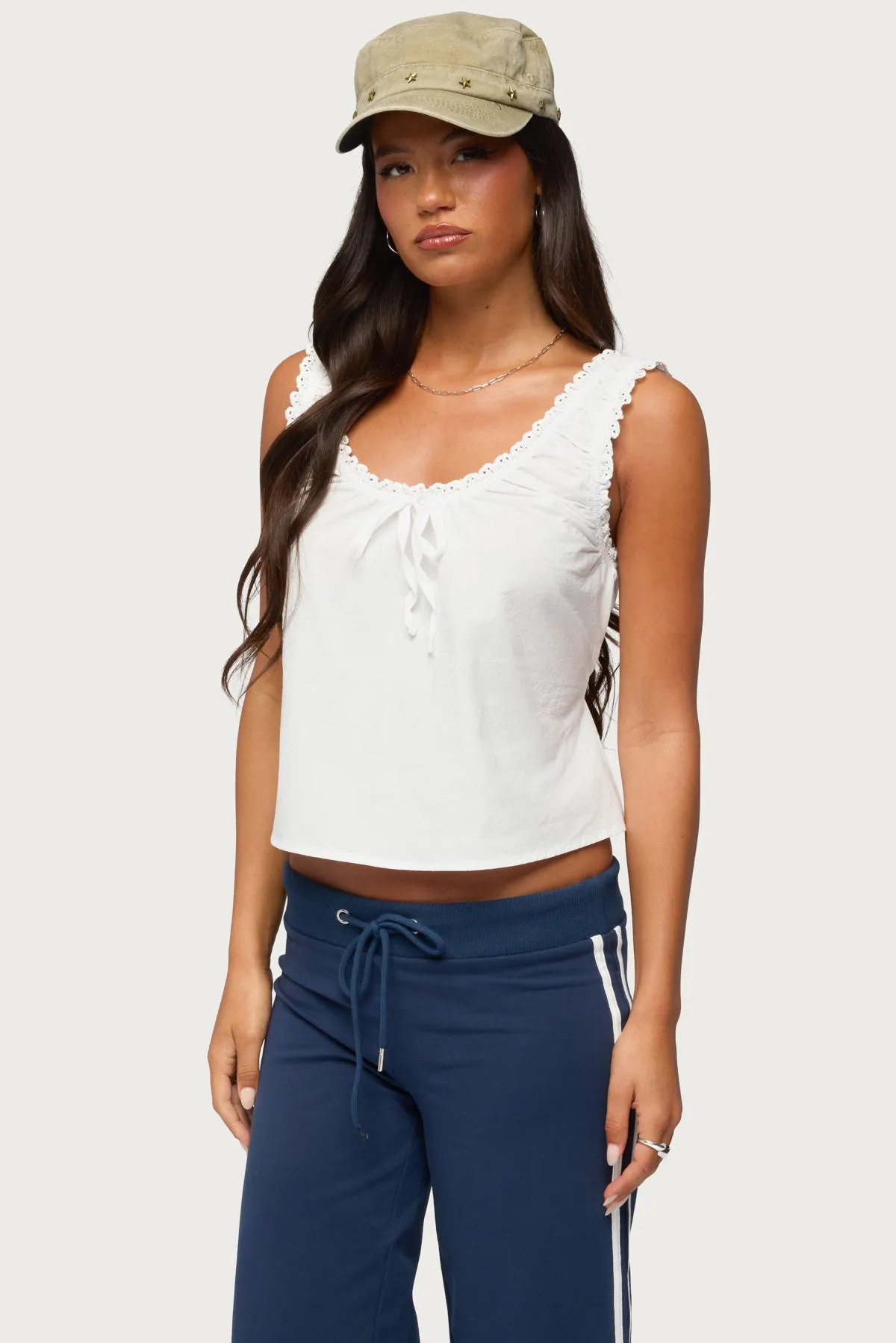 Edyth Tie Front Cotton Tank Top sold by Edikted product image thumbnail 3