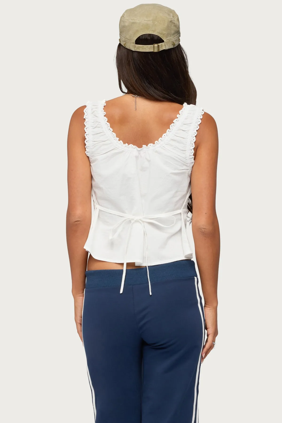 Edyth Tie Front Cotton Tank Top sold by Edikted product image thumbnail 4