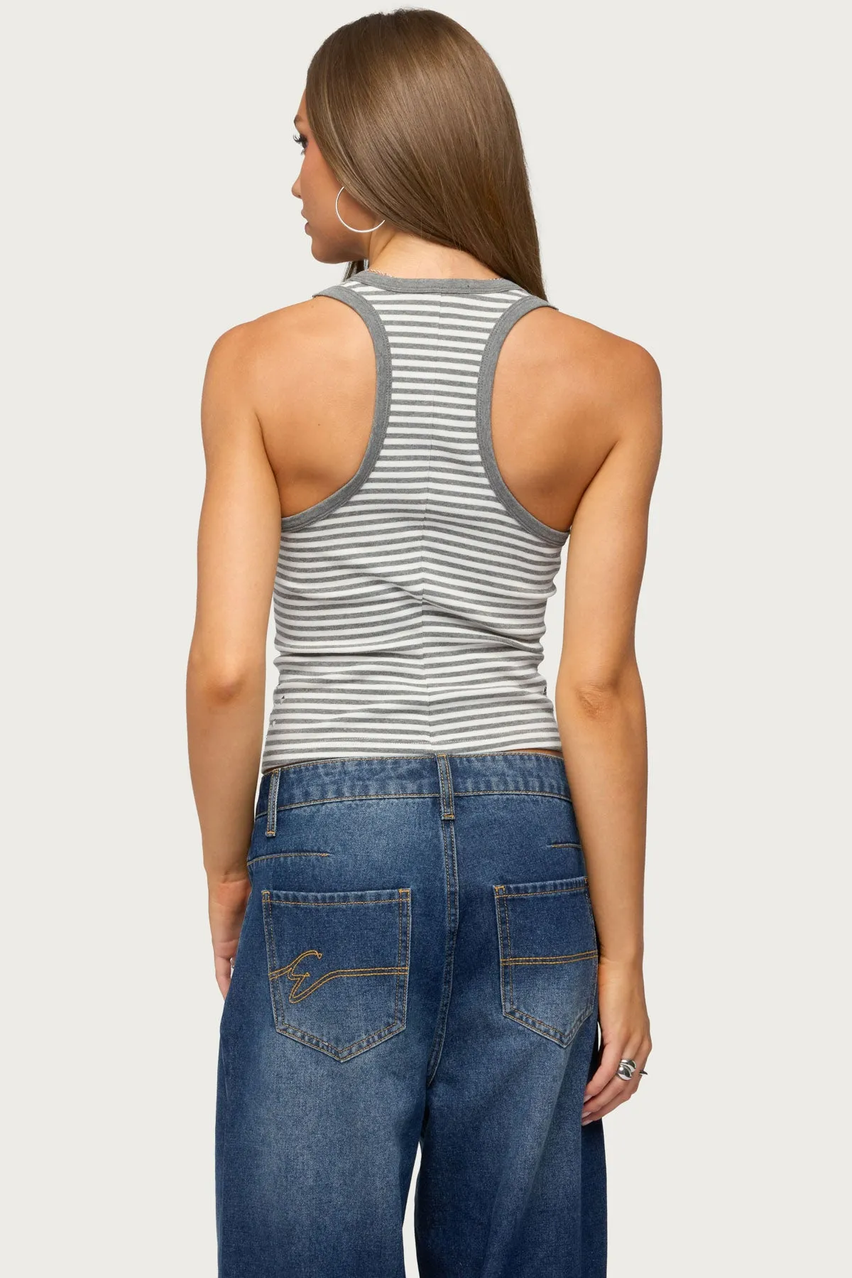 Sindy Grommet & Stud Striped Tank Top sold by Edikted product image thumbnail 4