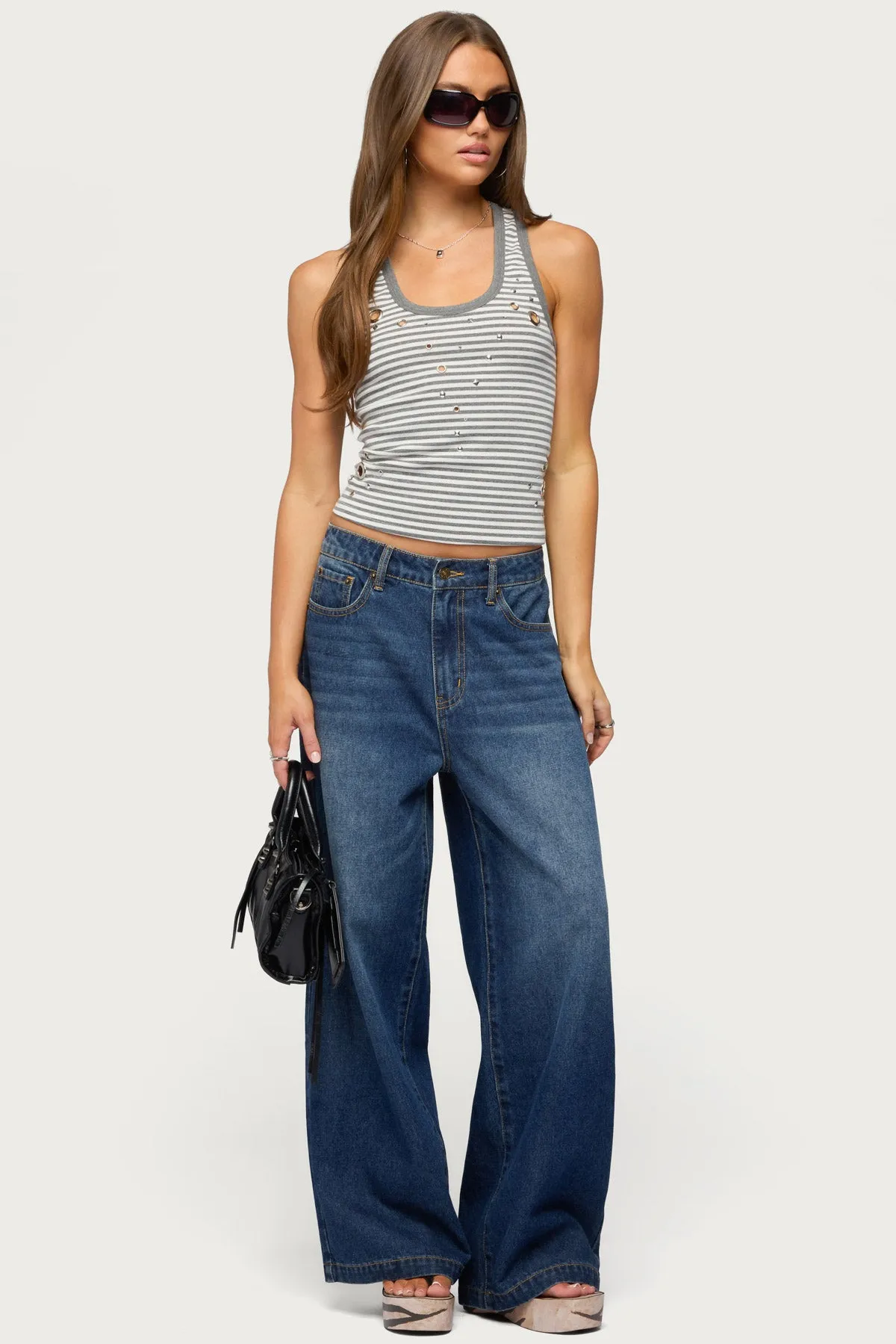 Sindy Grommet & Stud Striped Tank Top sold by Edikted product image thumbnail 2