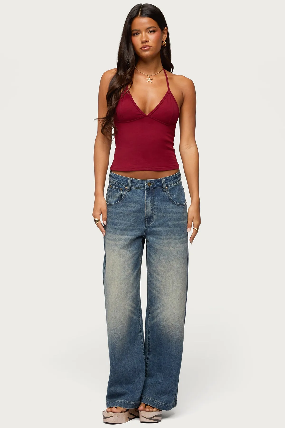 Noriah V Neck Halter Top sold by Edikted product image thumbnail 5