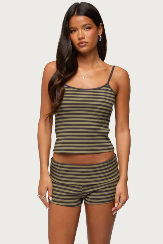 Jody Striped Ribbed Tank Top made by Edikted