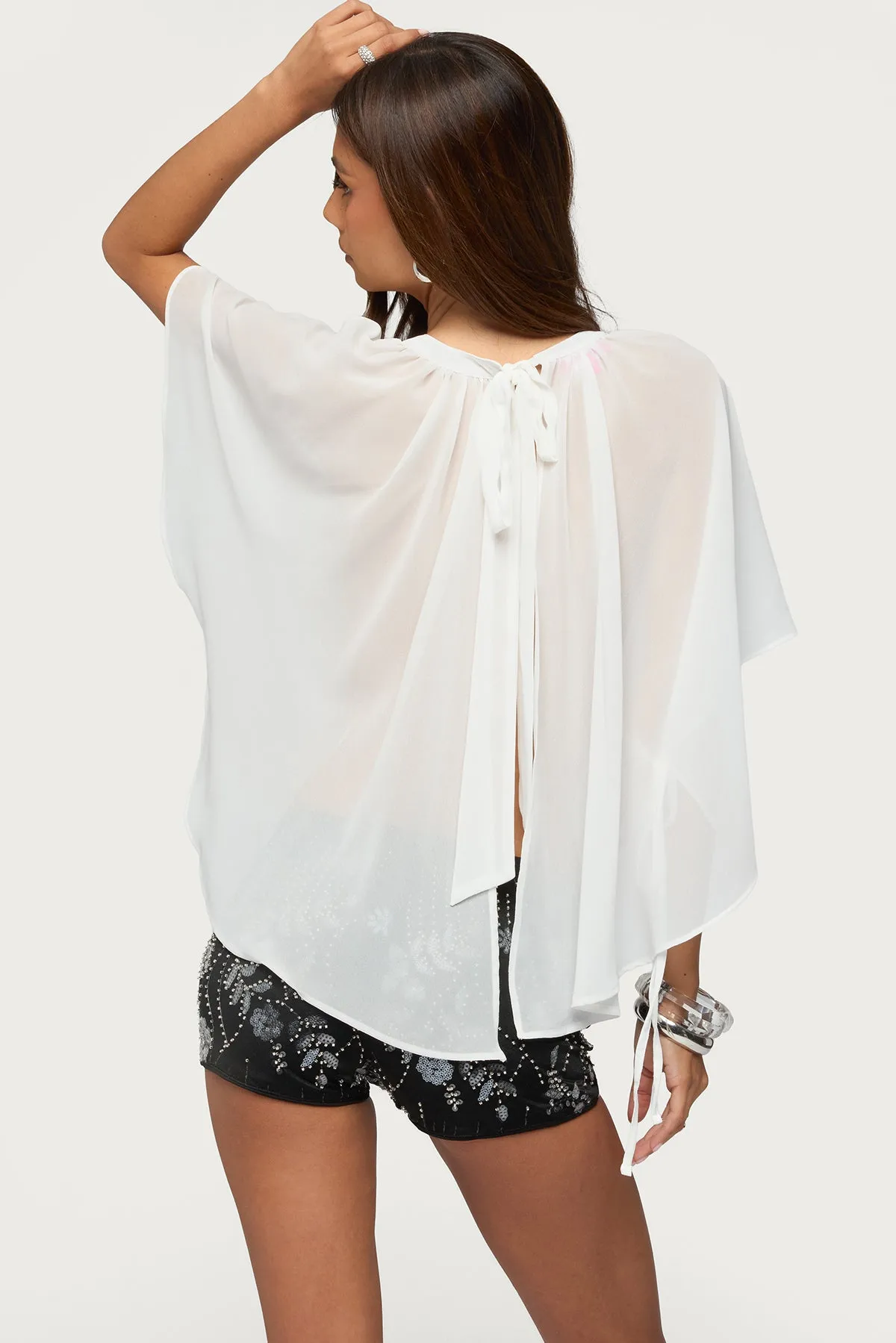 Sable Flowy Asymmetric Chiffon Top sold by Edikted product image thumbnail 4