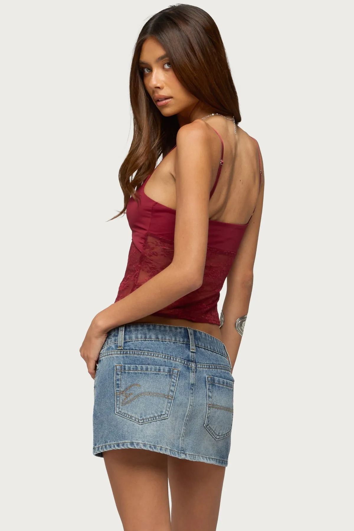 Damarie Cutout Ruched Sheer Lace Top sold by Edikted product image thumbnail 4