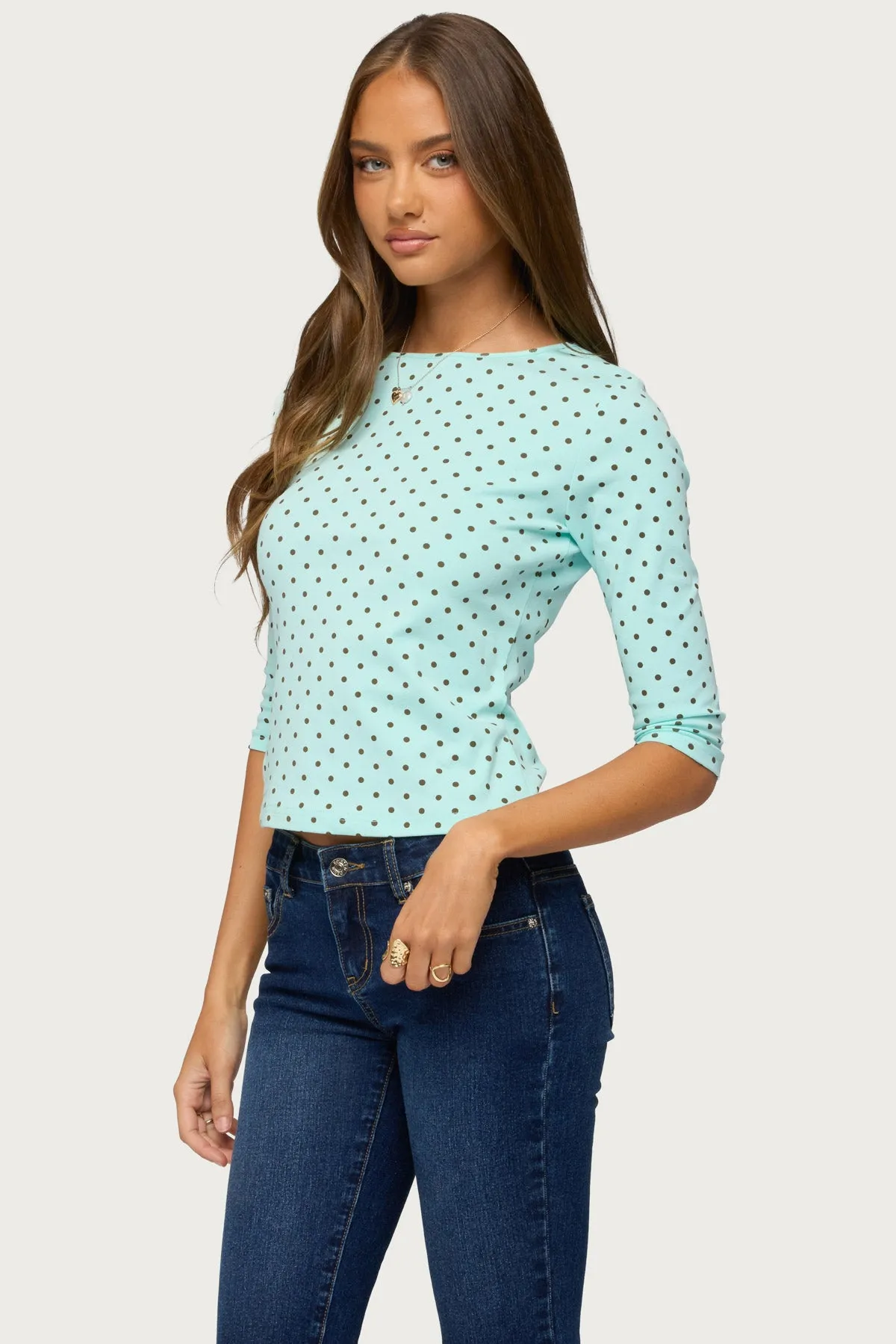 Lela Polka Dot Quarter Sleeve Top sold by Edikted product image thumbnail 3