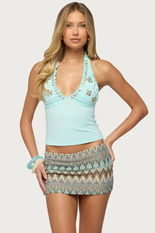 Chana Button Halter Top made by Edikted