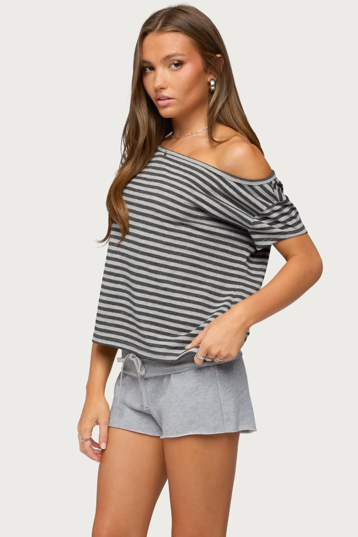 Chanelle Off Shoulder Striped Top sold by Edikted product image thumbnail 3