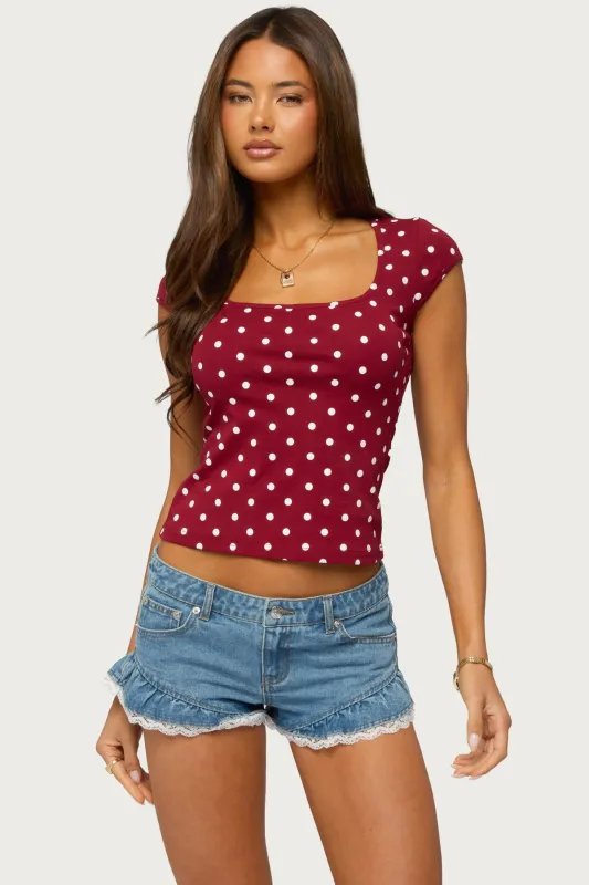 Mookie Square Neck Polka Dot Top made by Edikted