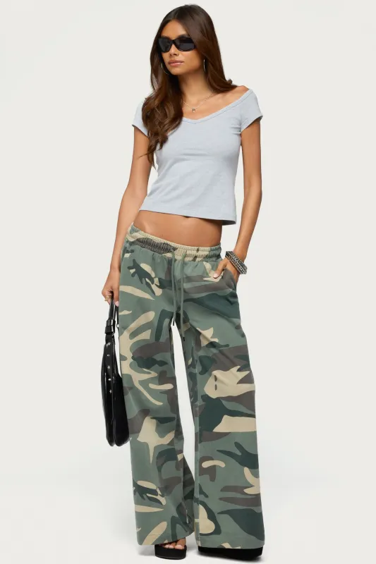 Allen Camo Wide Leg Sweatpants made by Edikted