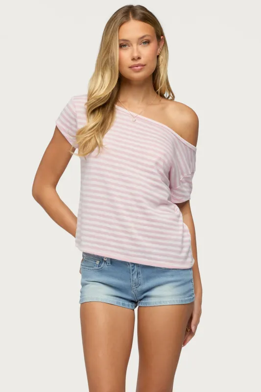 Chanelle Off Shoulder Striped Top made by Edikted