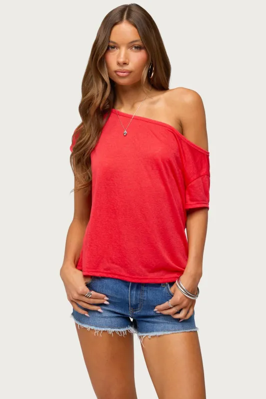 Amora Off Shoulder Sheer Top made by Edikted