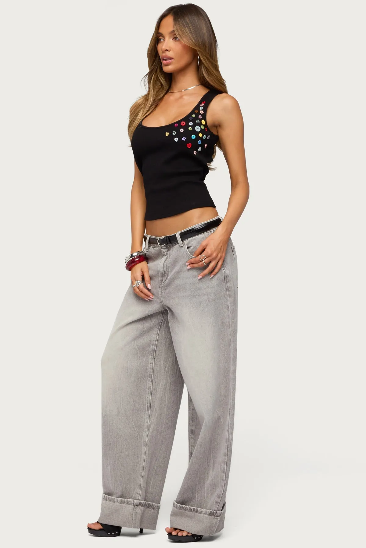 Natash Mixed Button Tank Top sold by Edikted product image thumbnail 5