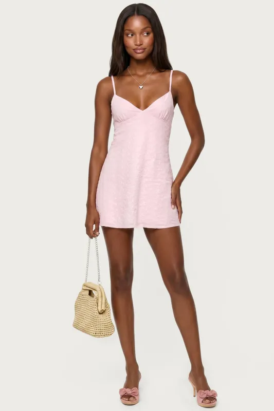 Iman Embroidered Cotton Cutout Mini Dress made by Edikted