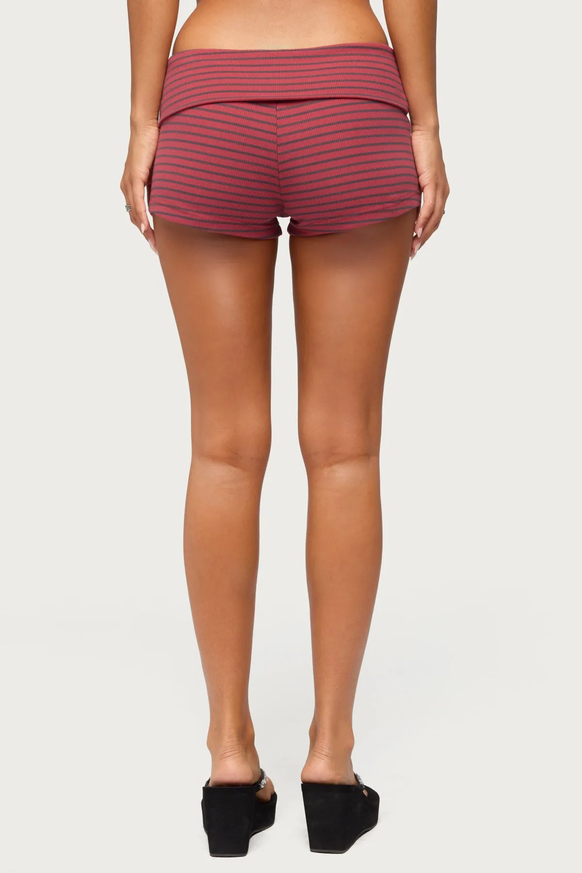 Monikah Striped Foldover Micro Shorts sold by Edikted product image thumbnail 5