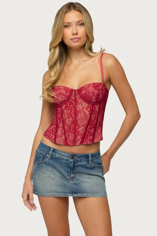 Saffire Detachable Straps Lace Corset made by Edikted