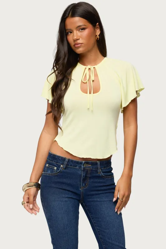 Roye Keyhole Flutter Raglan Top made by Edikted