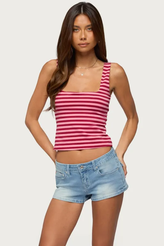 Striped Built In Bra Tank Top made by Edikted
