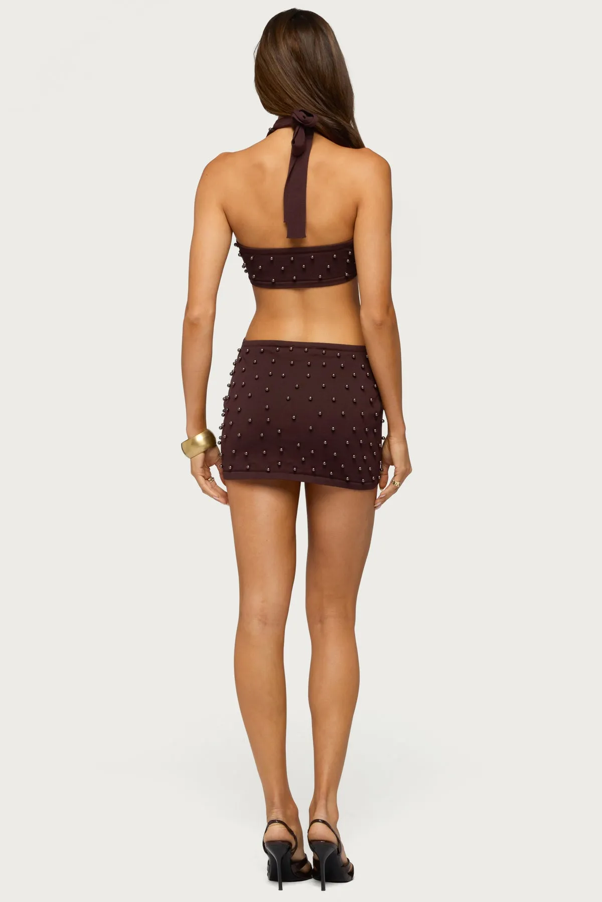 Kelcey Bead Cutout Knit Mini Dress sold by Edikted product image thumbnail 4