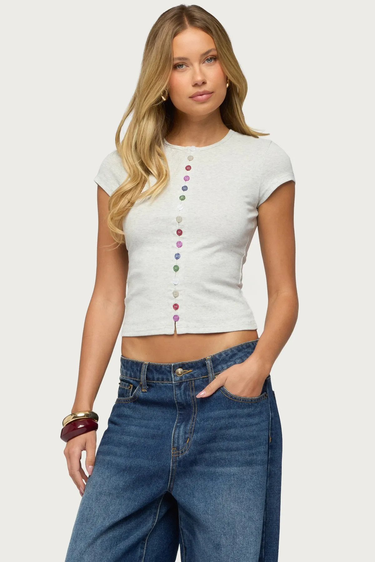 Cary Mixed Button Up T Shirt sold by Edikted product image thumbnail 3