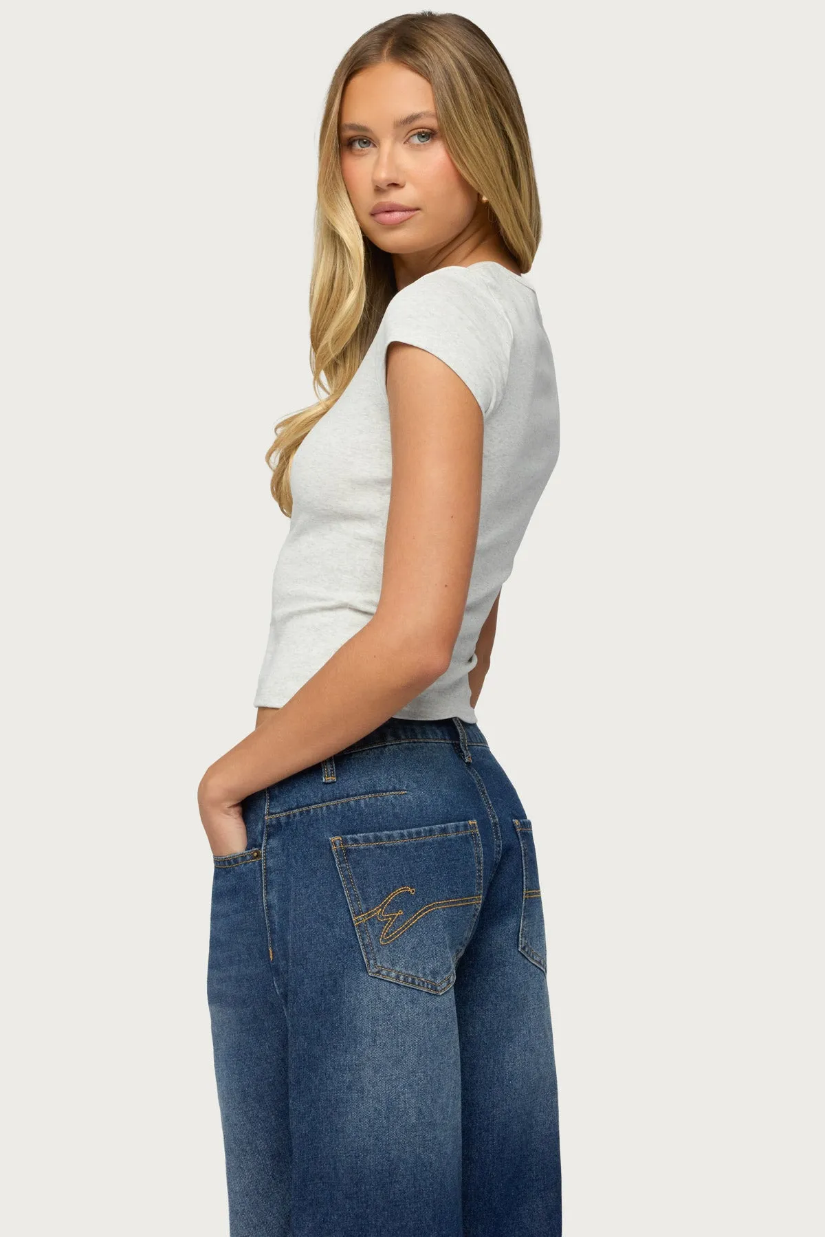 Cary Mixed Button Up T Shirt sold by Edikted product image thumbnail 4
