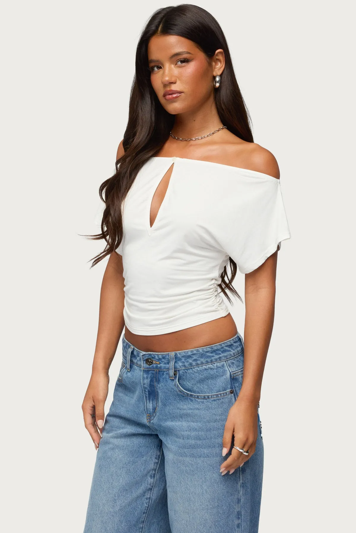 Hecate Off Shoulder Keyhole Top sold by Edikted product image thumbnail 3