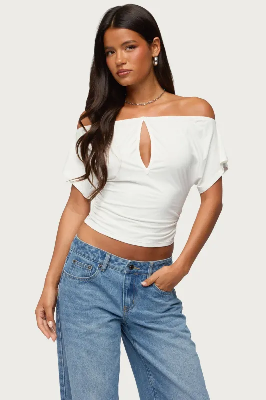 Hecate Off Shoulder Keyhole Top made by Edikted