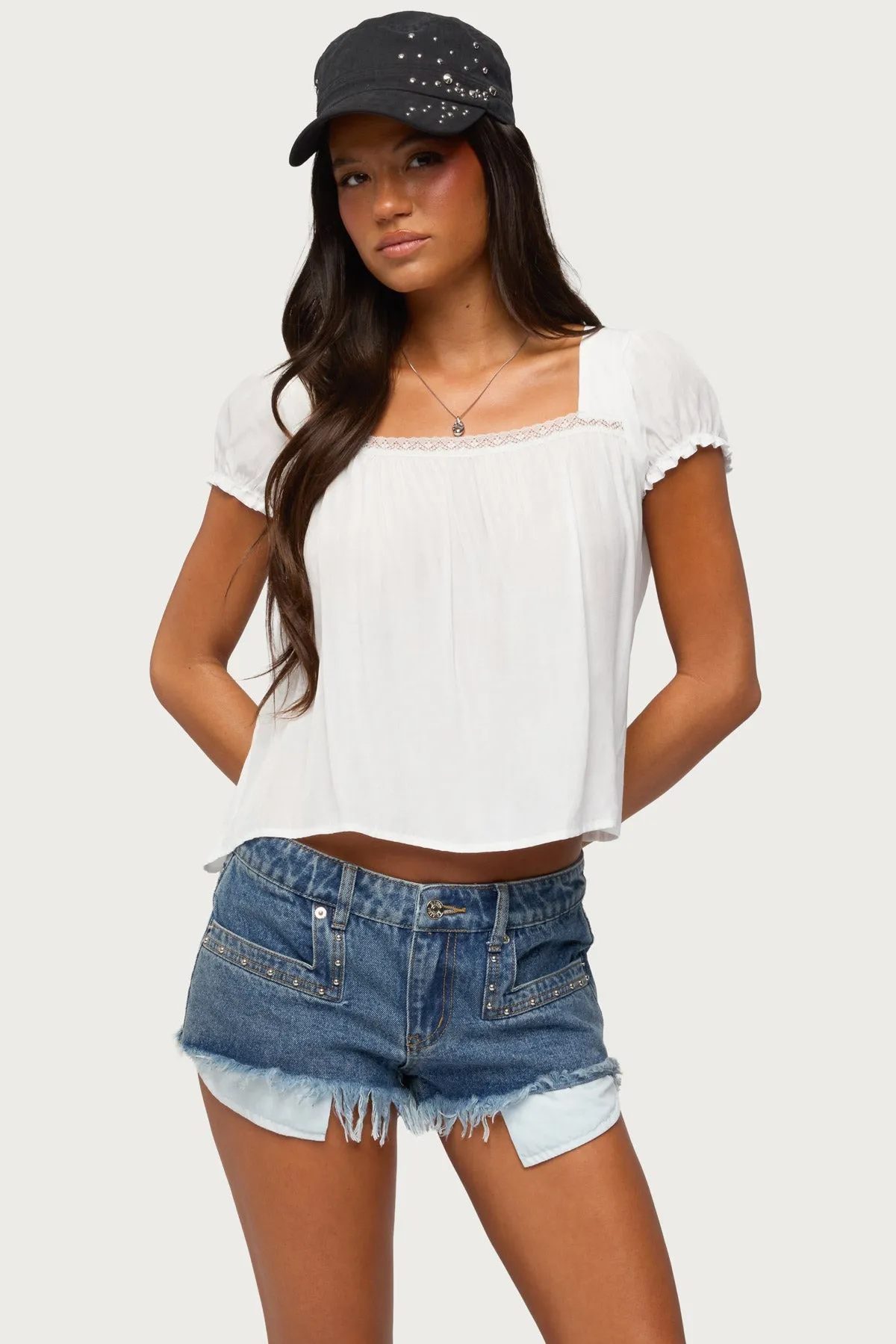 Nesta Puff Sleeve Top sold by Edikted