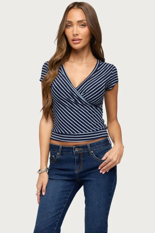 Naame Striped Wrap Top made by Edikted