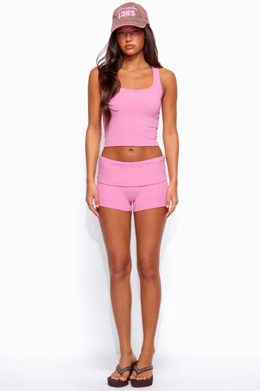 Audrea Ribbed Foldover Biker Shorts made by Edikted
