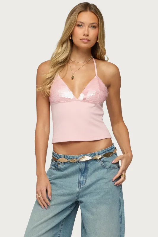 Katelyn Sequin Halter Top made by Edikted